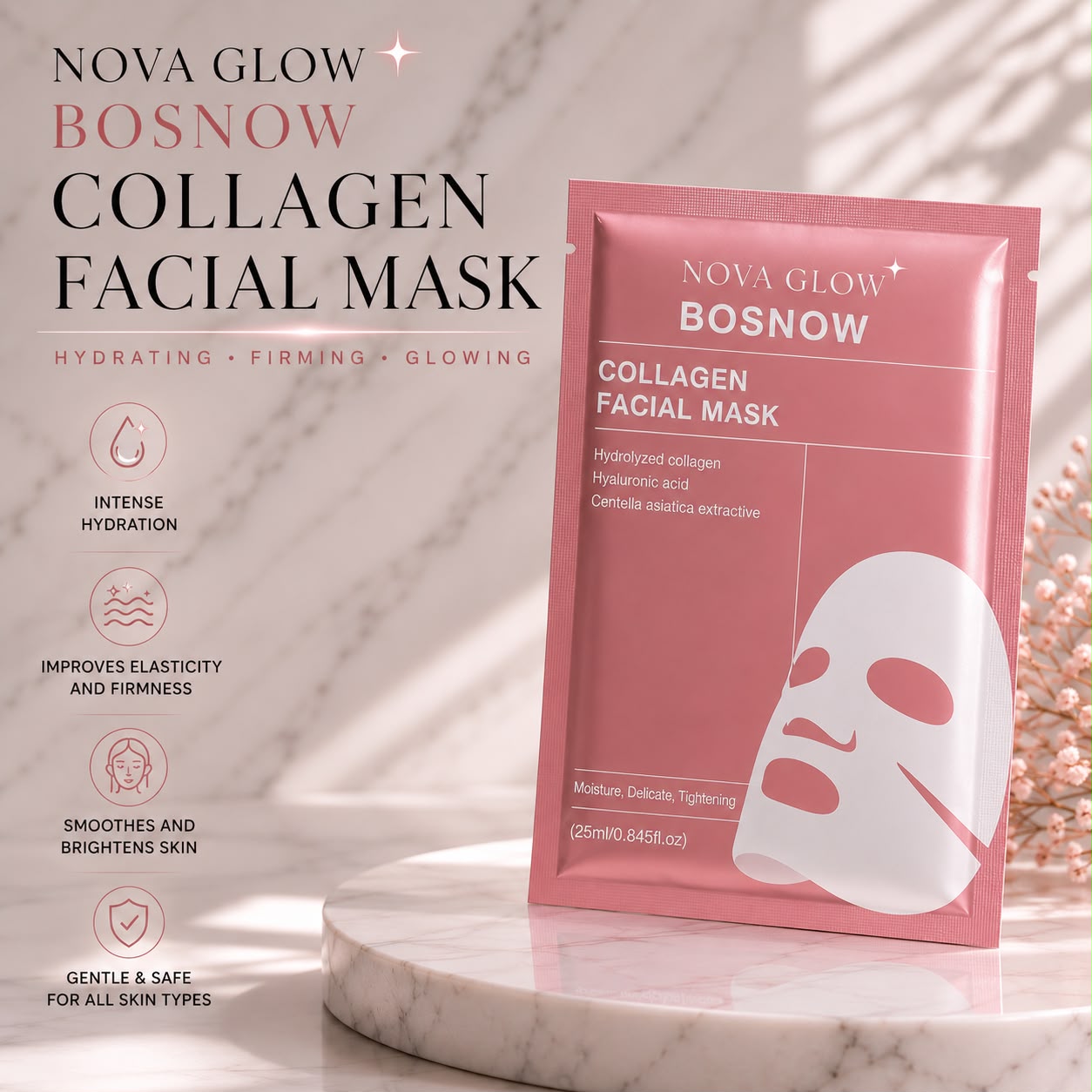 Nova Glow™ Hydrating Collagen Facial Mask x10